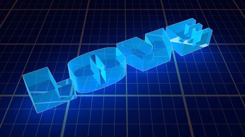Transparent neon shine love word on blue print backdrop. Background relative to valentines day