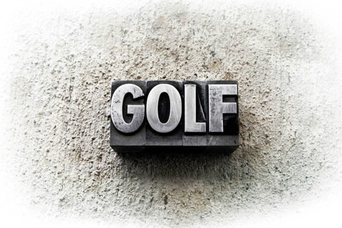 The word GOLF written in old vintage letterpress type