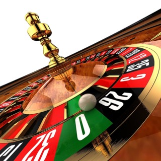 Roulette at the casino, as if photographed by a wide-angle, close-up on the ball, just about ready