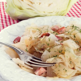 Fresh cabbage with bacon