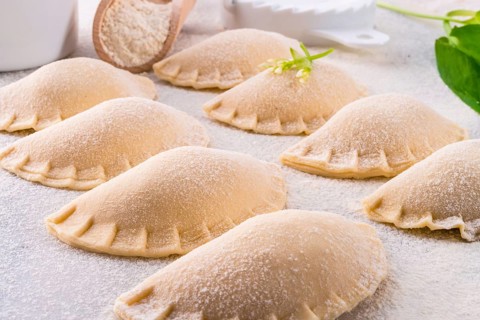 Pierogi with wild garlic filling