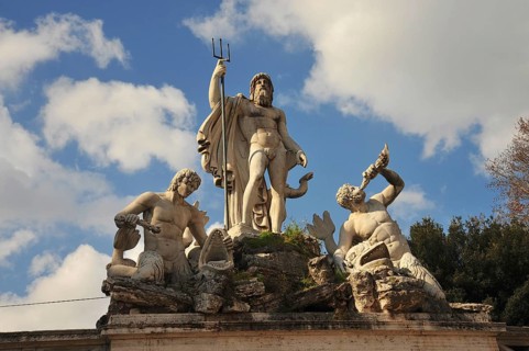Neptune Fountain Piazza del Popolo in Rome