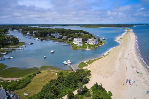 Sand Beach On Thatch Island near Popponesset Island In Mashpee, Cape Cod, Massachusetts, Mashpee,