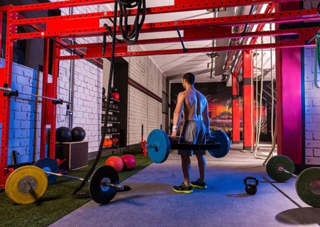Hex Dead Lift Shrug Bar Deadlifts man at gym workout weightlifting