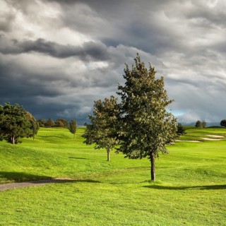 Summer golf course after storm