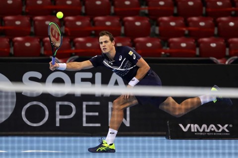 Sofia, Bulgaria - 14 November, 2020: Canada's Vasek Pospisil in action during his final match