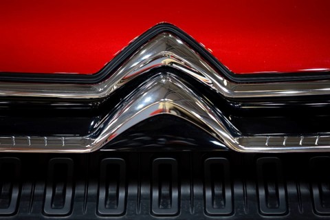 Sofia, Bulgaria - 3 June, 2022: Close-up of Citroen logo is seen at Sofia Motor Show