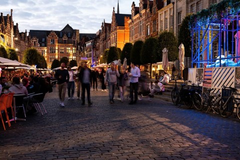 Leuven, Flemish Brabant Region, Belgium, 07 01 2022, Lively night scene with party students at the