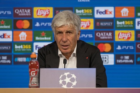 Football match, Coach Gian Piero GASPERINI Atalanta Bergamo at the press conference after the