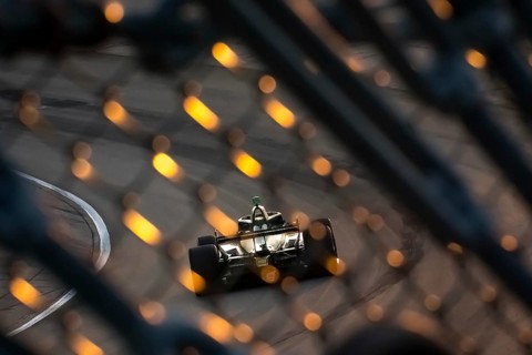 NTT INDYCAR SERIES driver, LINUS LUNDQVIST (R) (8) of Stockholm, Sweden races through the turns