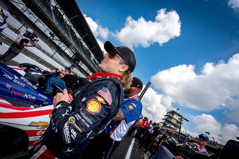 SANTINO FERRUCCI (14) of Woodbury, Connecticut prepares to qualify for the 108th Running of the