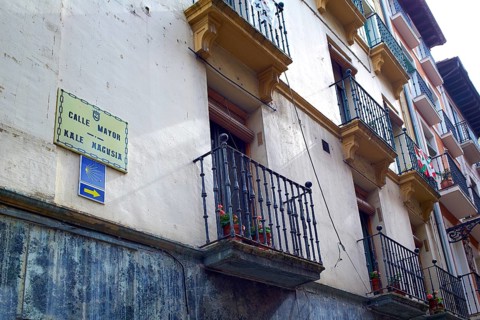 Way of Saint James in Pamplona Calle Mayor street Spain