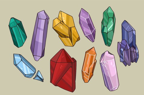 Colorful collection of various natural stones. Set of different size and shape precious gemstones.