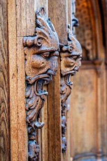 Artistic carving, devil's face, Graz, Styria, Austria, Europe