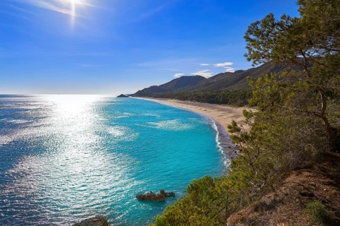 Playa Illot del Torn Hospitalet del Infant beach in Costa dorada of Tarragona Catalonia L'ametlla