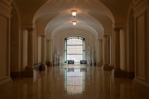 Interior view, Window, Cercle Municipal, Place dArmes, Luxembourg City, Luxembourg, Luxembourg,