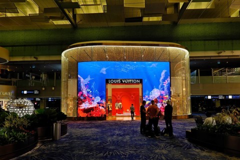Shop of the luxury brand Louis Vuitton in Terminal 3, Changi Airport Singapore, Singapore, Asia