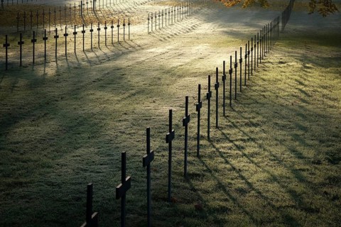 German WW1 national war cemetery at Neuville Saint-Vaast in France. It is the largest German