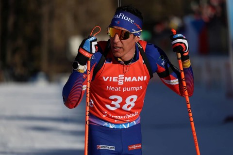 Quentin Fillon Maillet (France/France) during the sprint and finish at the IBU Biathlon World