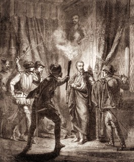 Gaspard II de Coligny, Comte de Coligny, impressing his murderers, The Massacre of St.