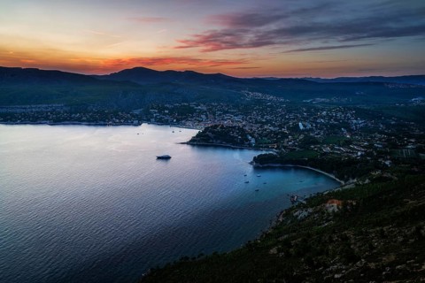 City Cassis MEDITERRANEAN SEA at night near Marseille