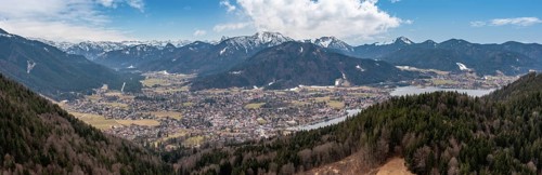 Hiking during early spring in the Bavarian alps near Tegernsee, Germany, Europe