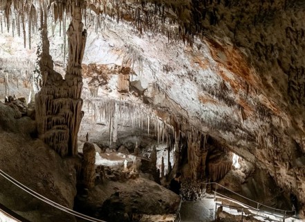 Porto Cristo, Spain, 23 January, 2024: view of the rock formations inside the Cuevas del Drach in