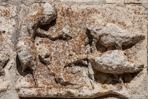 Sowing in which the farmer uses a Roman plow drawn by two oxen, sculptural frieze with an