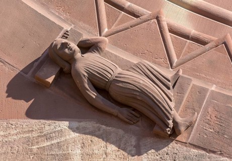 Basel, Cathedral (Basel Minster), north transept, wheel window (wheel of fortune, Rota Fortunae),
