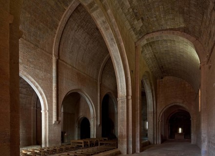 Cistercian monastery founded in 1144, church built 1175-1220, view from the south aisle to the