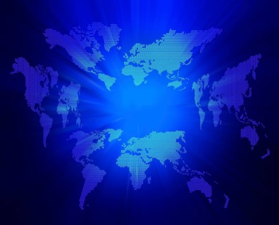 Dot World map business background. Blue colors lights on background