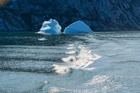 Greenland Ilulissat glaciers at fjord Disco Bay West Greenland