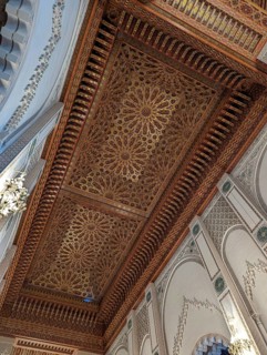 CASABLANCA, MOROCCO, APRIL 13, 2023, Interior of the famous Hassan II Mosque at the coast of