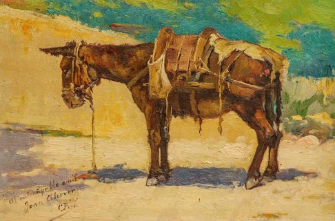 Mule with harness, Cristofol Piza, oil on canvas, Palma, Majorca, Spain, Europe