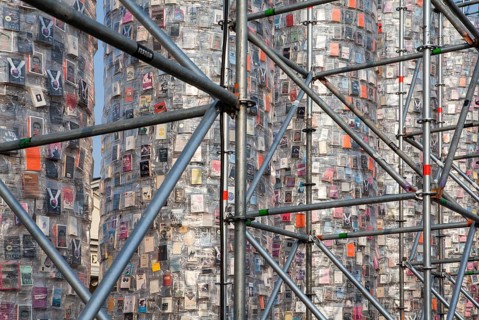 'The Parthenon of Books' by the Argentinian conceptual artist Marta Minujin, banned books,