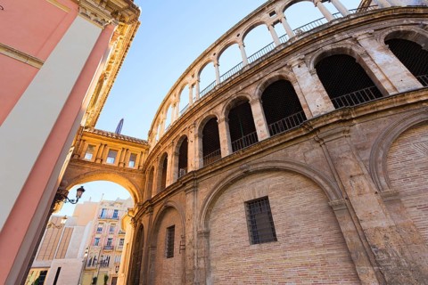 Valencia corridor arch between Cathedral and Basilica Desamparados in Spain