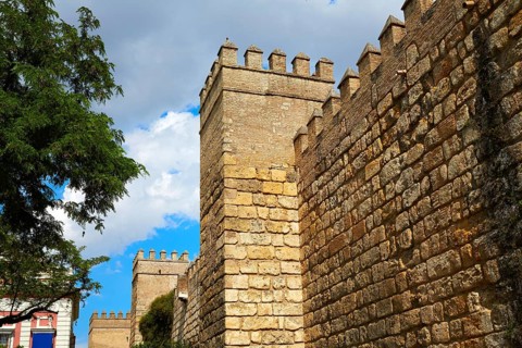 Seville Real Alcazar fortress wall Sevilla Andalusia Spain