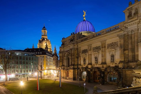 Georg Treu Platz, Coselpalais, Church of Our Lady, Famakuppel, Kunsthalle im Lipsius-Bau, Dresden,
