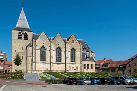 Wemmel, Flemish Region, Belgium, 09 01 2021 Facade and suburban surroundings of the catholic