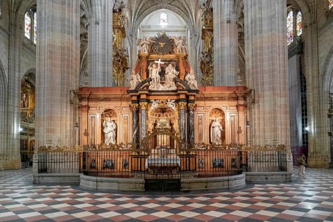 Segovia, Spain, 7 April, 2024: view of the retrochoir of the Segovia Cathedral, Europe