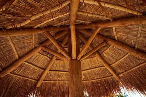 Caribbean beach sunroof in riviera Maya of Mayan Mexico