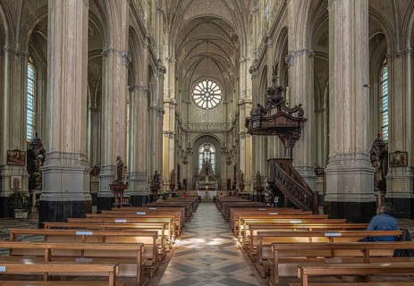 Brussels City Center, Brussels Capital Region, Belgium, 06 20 2020 Interior of the Saint Catherine