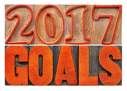 2017 goals banner - New Year resolution concept - isolated text in vintage letterpress wood type