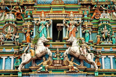 Hindu temple with indian gods in kuala lumpur malaysia