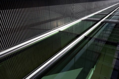 Facade of a modern office building in Frankfurt, Germany, Europe