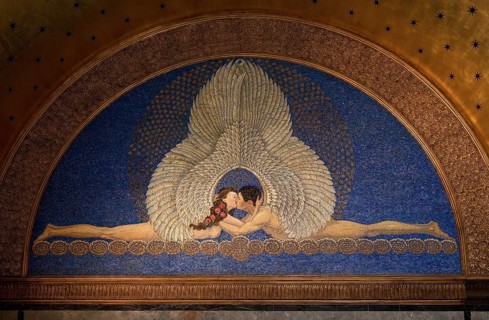 Wedding tower, entrance hall Wall mosaic THE KISS, 1908 by Friedrich Wilhelm Kleukens