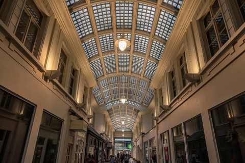 Ostend, West Flanders, Belgium, 10 26 2019 The James Ensor Gallery, a shopping mall in art nouveau