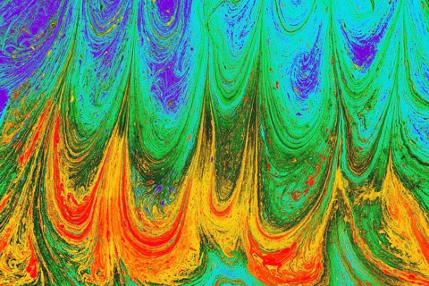 Beautiful abstract art of Ebru marbling painting techniques on water with acrylic paints