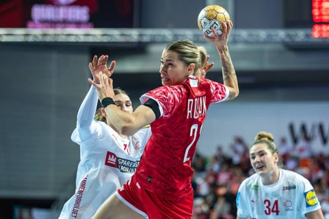 LUBIN, POLAND - FEBRUARY 28, 2024: qualifications for the European Championships handball women's