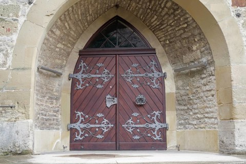 Historic portal, new building hall, door lock, decoration, granary, Middle Ages, Schwäbisch Hall,